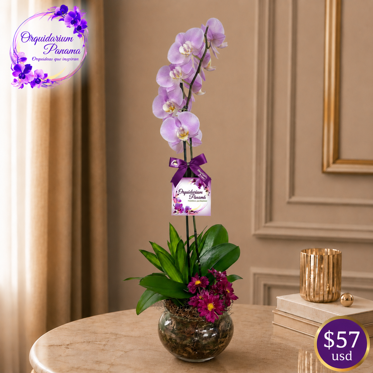 Arreglo de orquídeas, 1 vara floreada, modelo 2