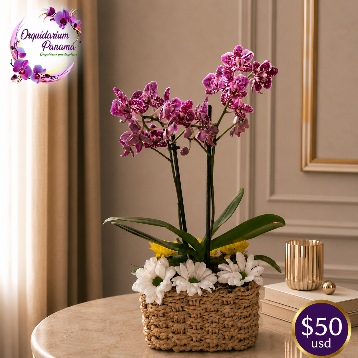 Arreglo de orquídeas tamaño mediana, modelo 1