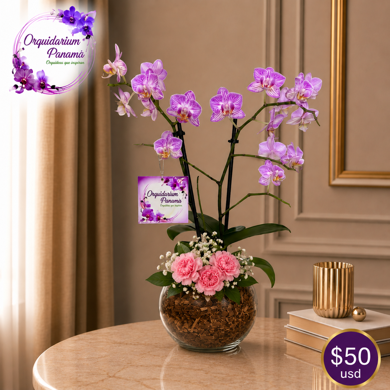 Arreglo de orquídeas tamaño mediana, modelo 2